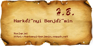Harkányi Benjámin névjegykártya